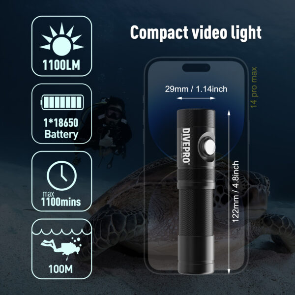 Divepro latarka D11F 1100 lumenów - obrazek 2
