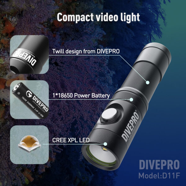 Divepro latarka D11F 1100 lumenów - obrazek 3