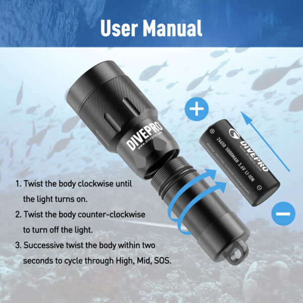 Divepro latarka D18 1800 lumenów - obrazek 4
