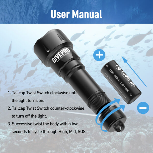 Divepro latarka D6 1050 lumenów - obrazek 5